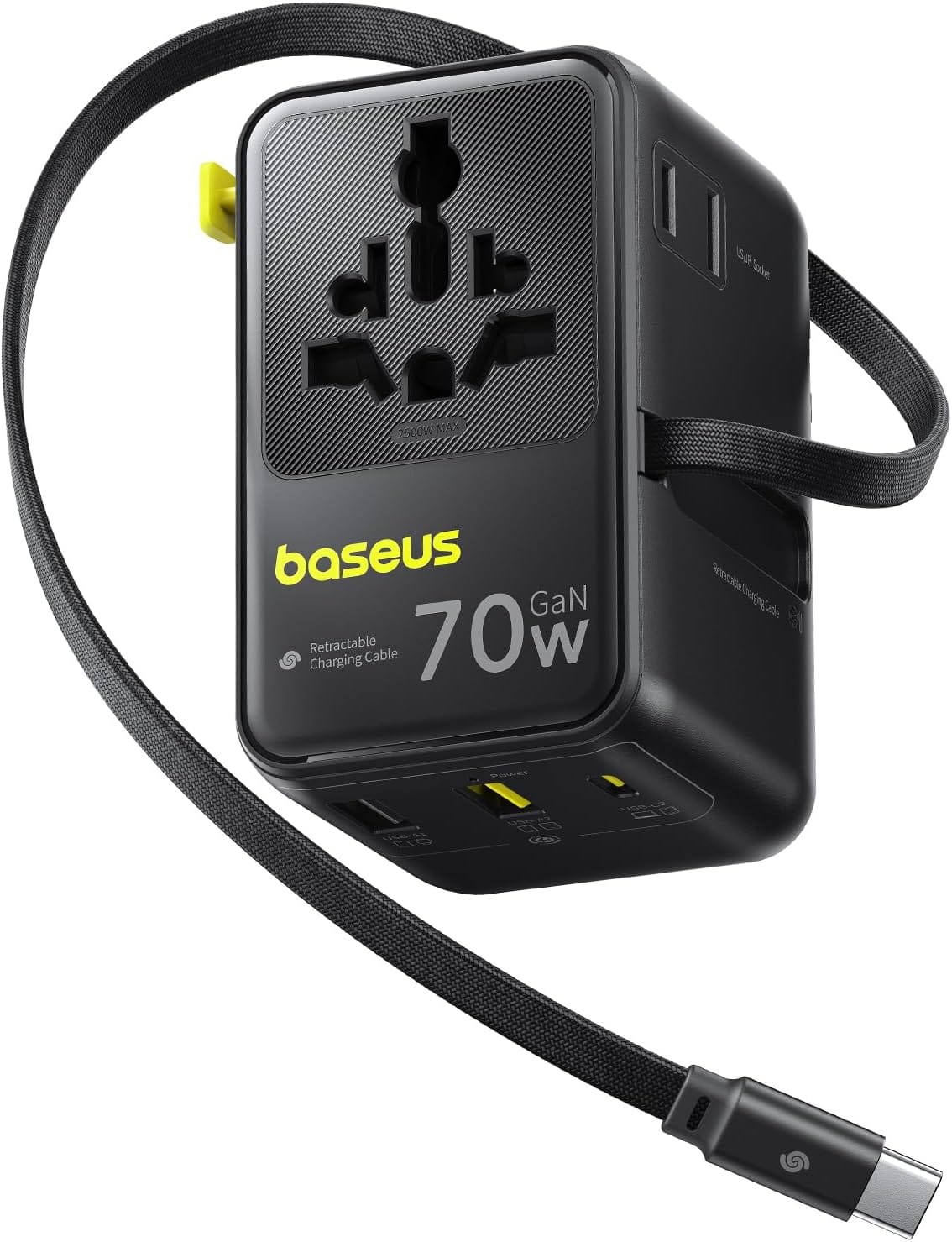 Baseus 70W Universal Travel Adapter: $39.99 – 6-in-1 with Retractable Cable for 200+ Countries