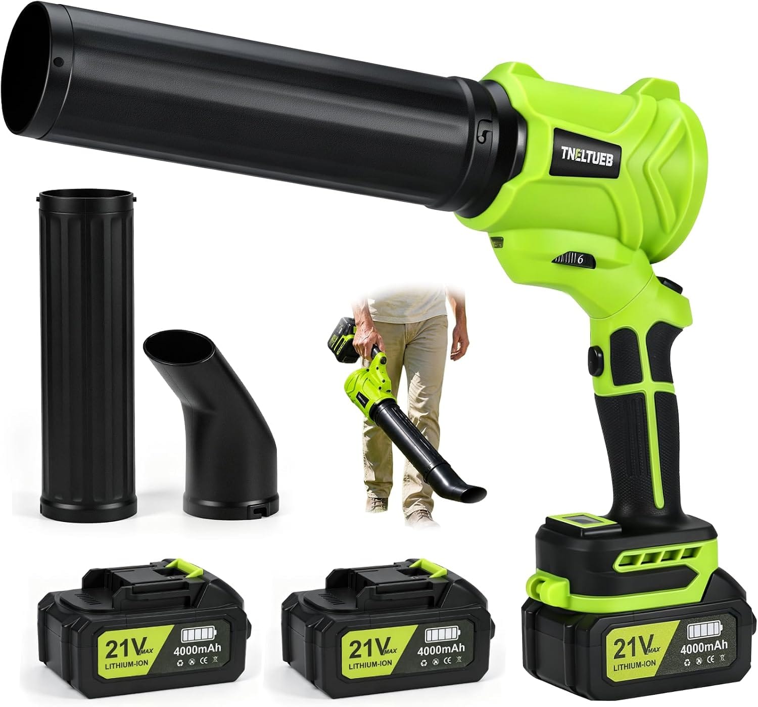 TNELTUEB 6-Speed 21V Cordless Leaf Blower with 2x 4Ah Batteries & Charger – Just $35.99 with Code (Reg. $99.99)