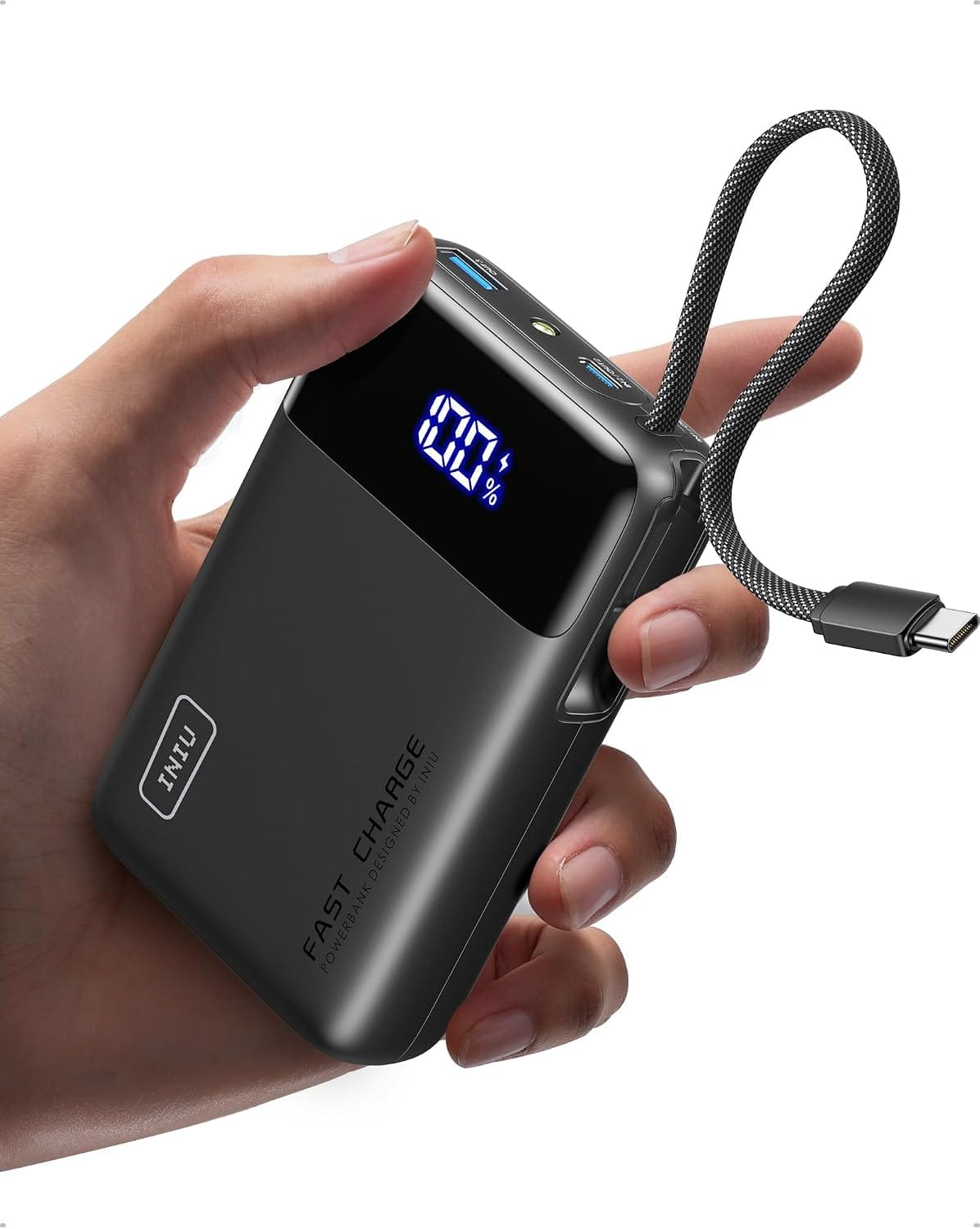 INIU Portable Charger (20,000mAh, 45W Fast Charging with Built-In USB-C Cable) 23% Off – Just $28.47 (Reg. $36.99)