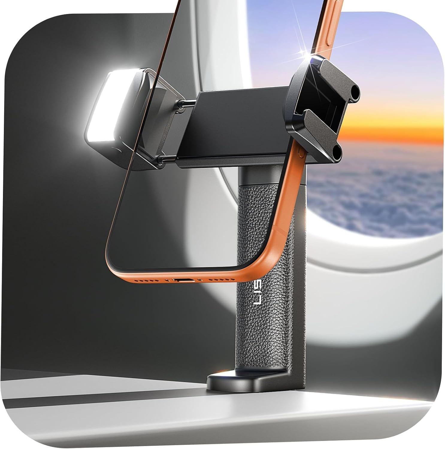 LISEN Airplane Phone Holder with Built-In Light & Desk Mount 47% Off – Just $9.99 with Code (Reg. $18.99)