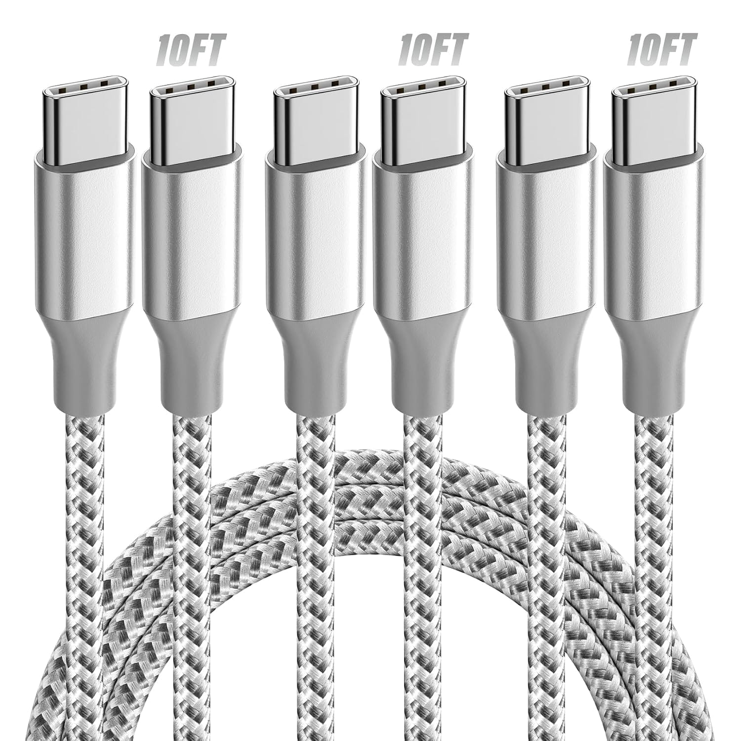 Stock Up & Save: KYEHD 10ft USB-C Fast Charging Cables 3-Pack for Only $3.99