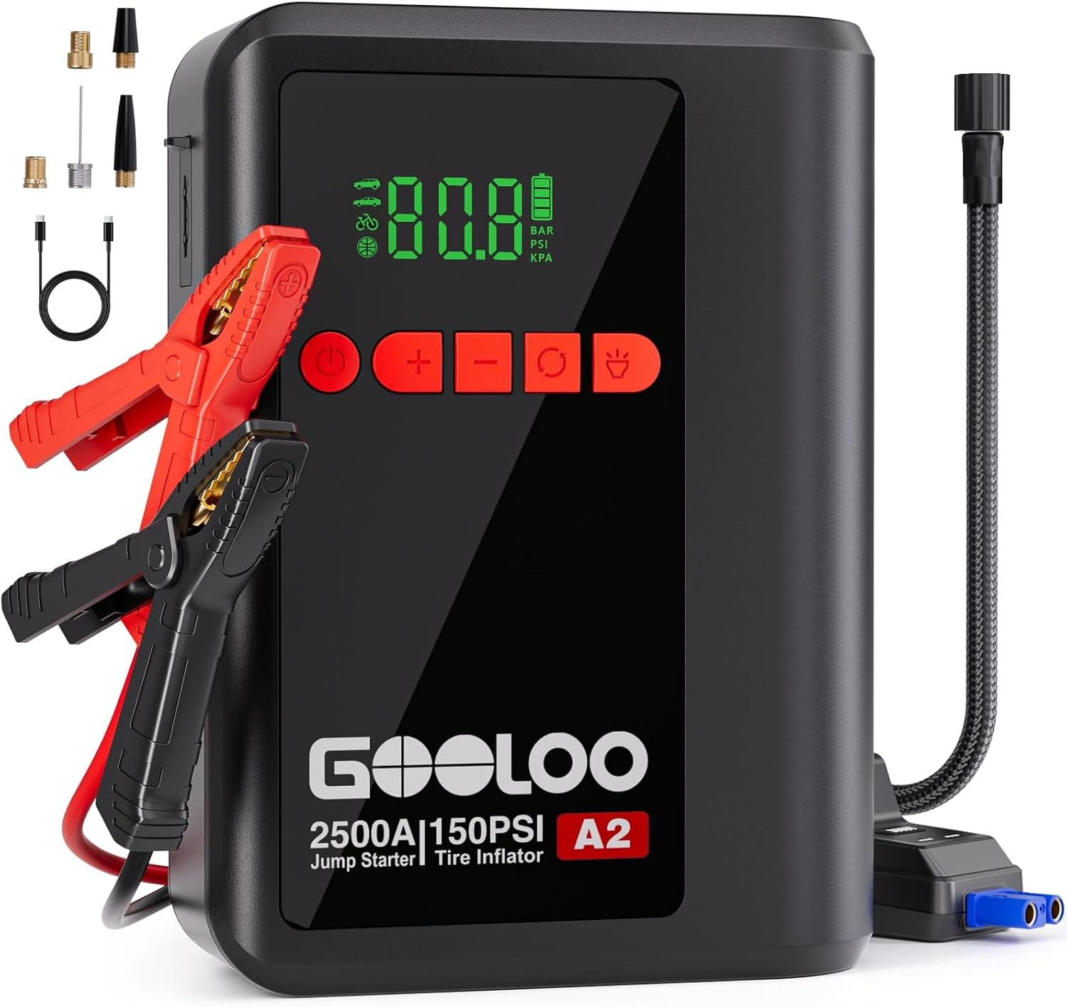 Gooloo 2500A Jump Starter with 150 PSI Air Compressor Prime Deal – Just $32.49 with Code (Reg. $56.99)
