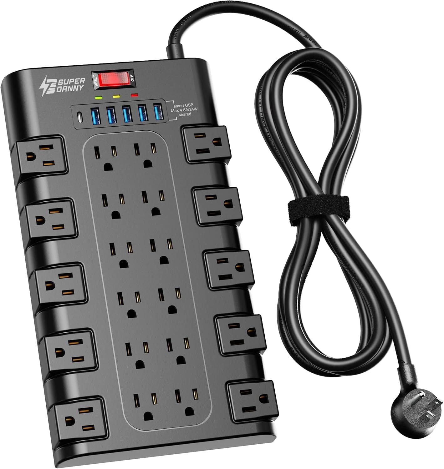 SUPERDANNY 22-Outlet Power Strip Surge Protector with 6 USB Ports 34% Off – Just $19.94 (Reg. $29.99)