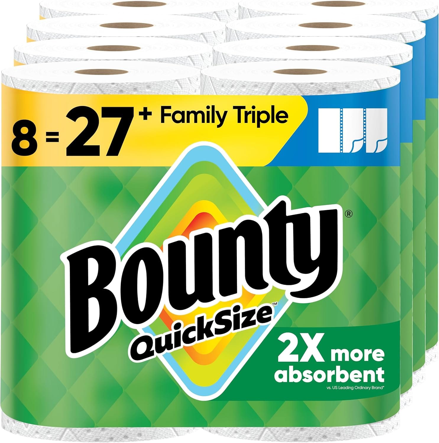 Bounty Quick-Size Paper Towels (8 Family Triple Rolls, Equivalent to 27+ Regular Rolls) 17% Off – Just $24.99 (Reg. $29.99)