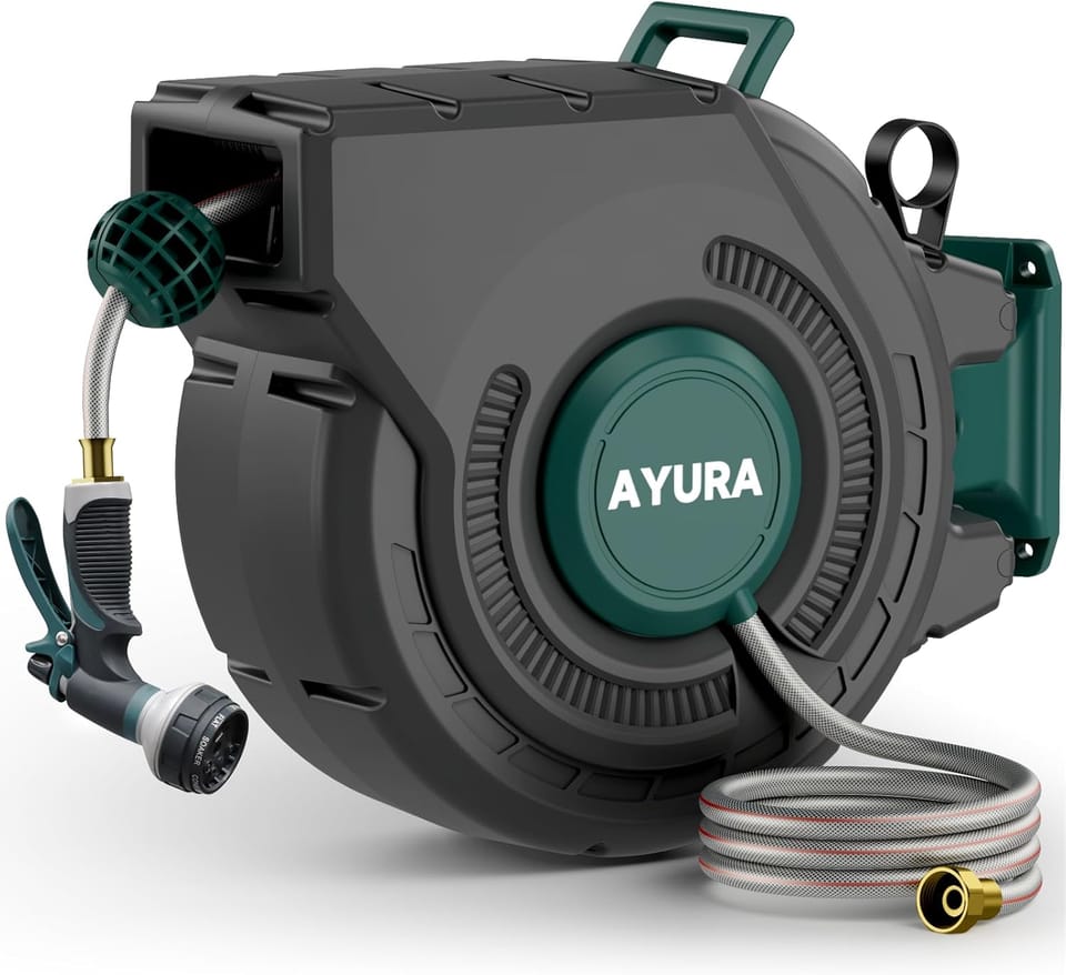 Save on Yard Care: Ayura 100-Foot Wall-Mount Retractable Garden Hose Reel for Only $63.99
