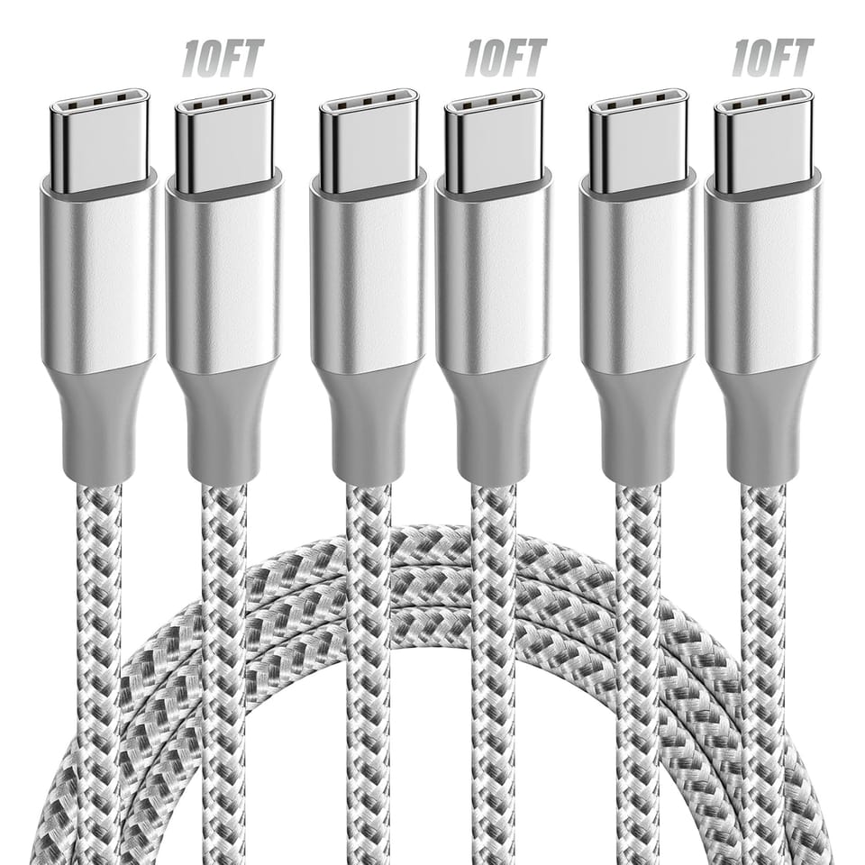 Stock Up & Save: KYEHD 10ft USB-C Fast Charging Cables 3-Pack for Only $3.99