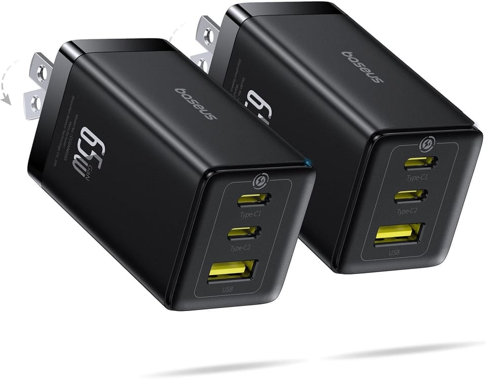 Baseus 2-Pack 65W GaN III 3-Port Fast USB-C Charger Blocks 34% Off – Just $32.90 (Reg. $49.99)