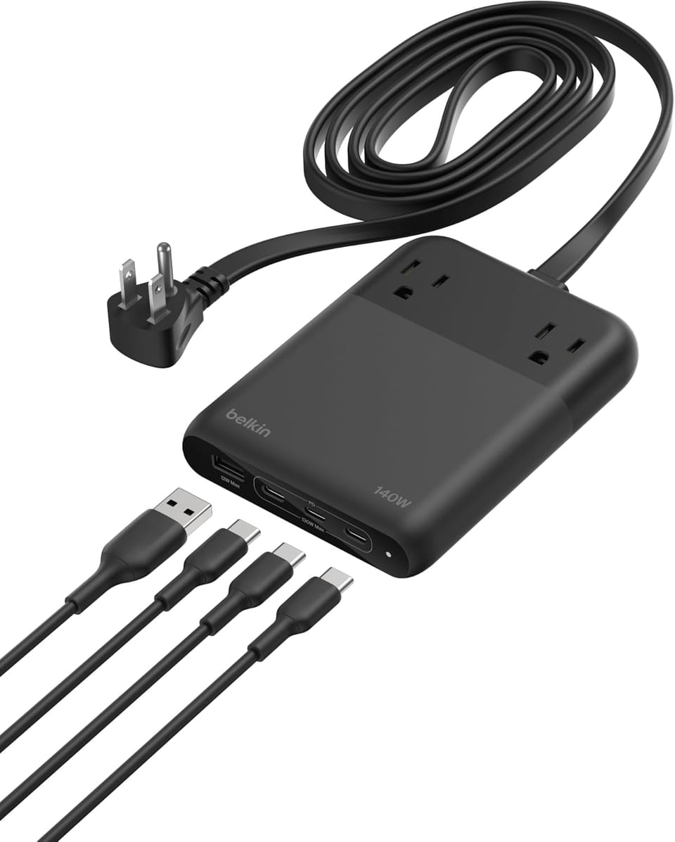 Belkin 140W GaN 6-Port Charging Station & Power Strip (2 AC, 3 USB-C, 1 USB-A) 34% Off – Just $59.84 (Reg. $89.99) (