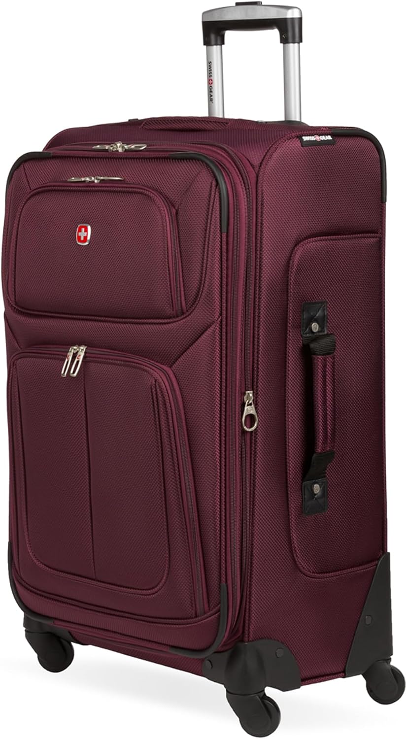 SwissGear Sion Softside Expandable Spinner Checked Luggage, Medium (Merlot) 50% Off – Just $72.99 (Reg. $145.00)