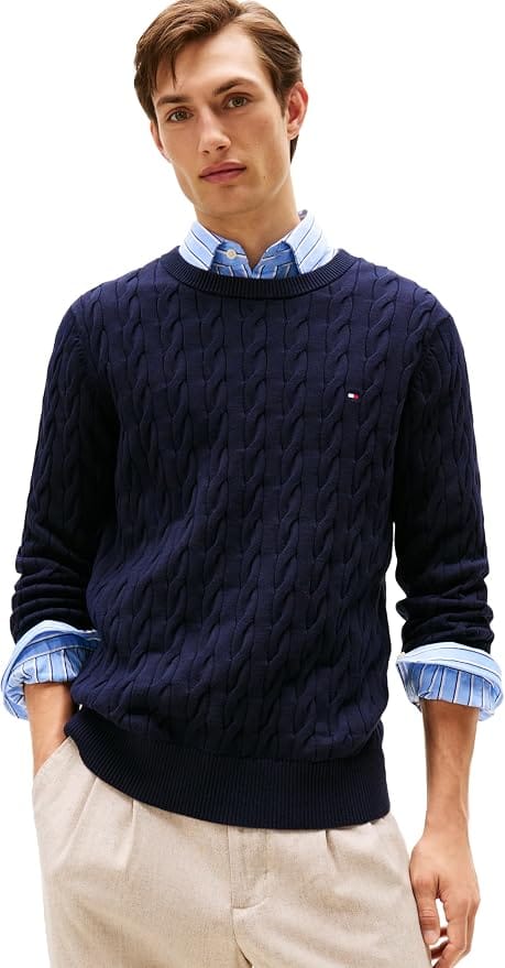 Tommy Hilfiger Men's Long Sleeve Cable Knit Pullover Cotton Sweater 44% Off – Just $49.75 (Reg. $89.50)