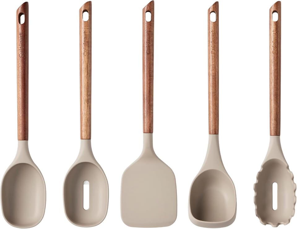 Cuisinart AcaciaFusion 5-Piece Silicone Cooking Utensil Set (Tan) 32% Off – Just $16.95 (Reg. $24.99)