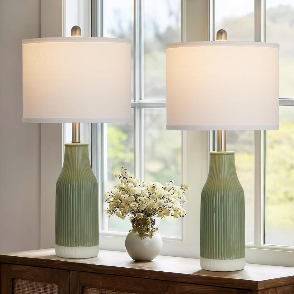 luxeflow 24.5" Ceramic Farmhouse Bedside Lamps (Set of 2) 50% Off – Just $34.99 (Reg. $69.99)
