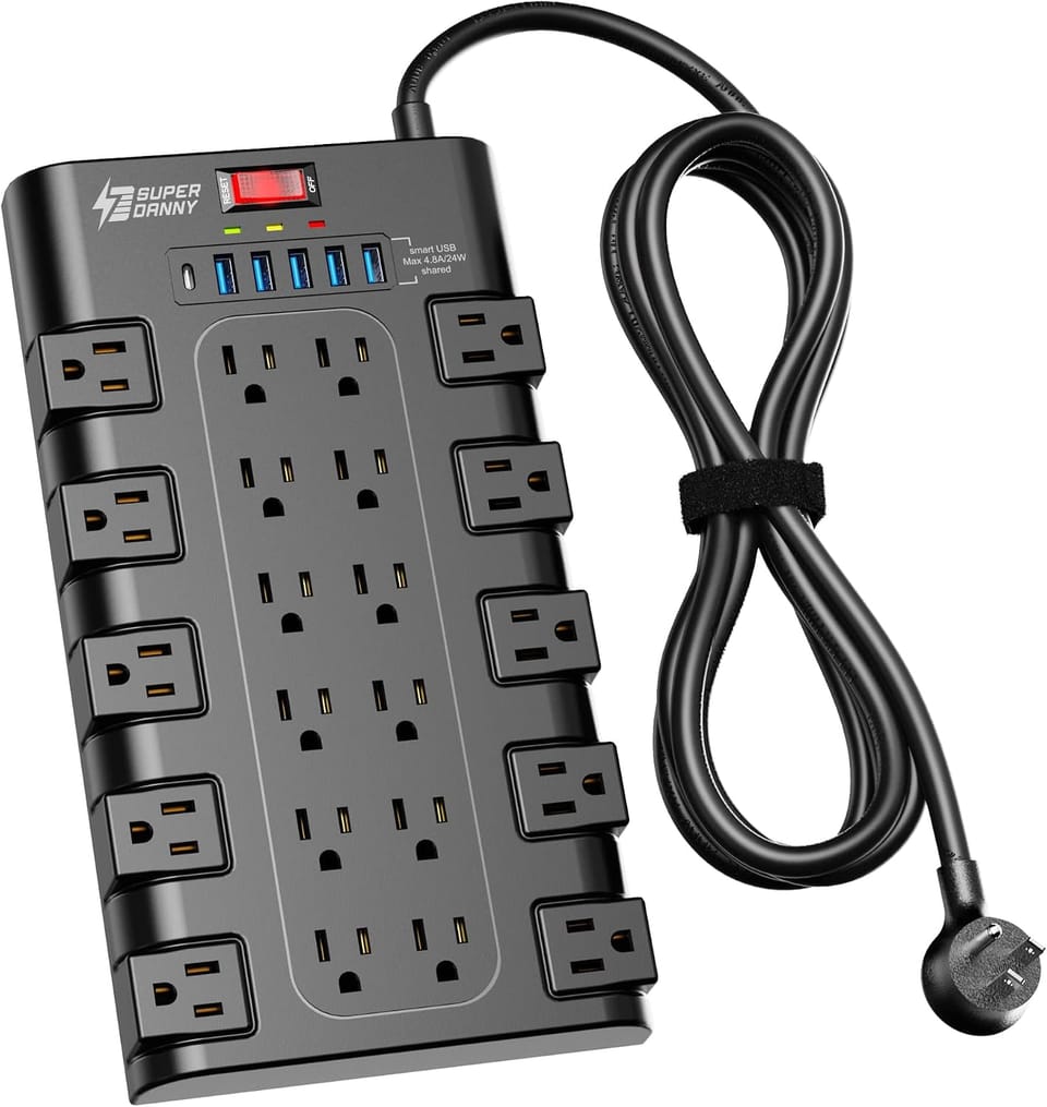 SUPERDANNY 22-Outlet Power Strip Surge Protector with 6 USB Ports 34% Off – Just $19.94 (Reg. $29.99)
