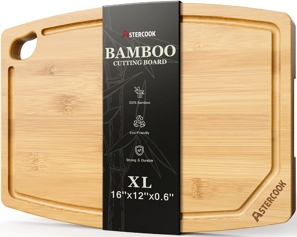 16"x12" Astercook Large Bamboo Cutting Board with Juice Groove & Handle 70% Off – Just $7.49 with Code (Reg. $24.99)