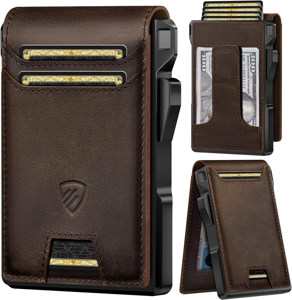 RUNBOX Genuine Leather Slim Bifold Wallet w/ RFID Blocking (Dark Coffee) 59% Off Total – Just $17.99 (Reg. $43.99)